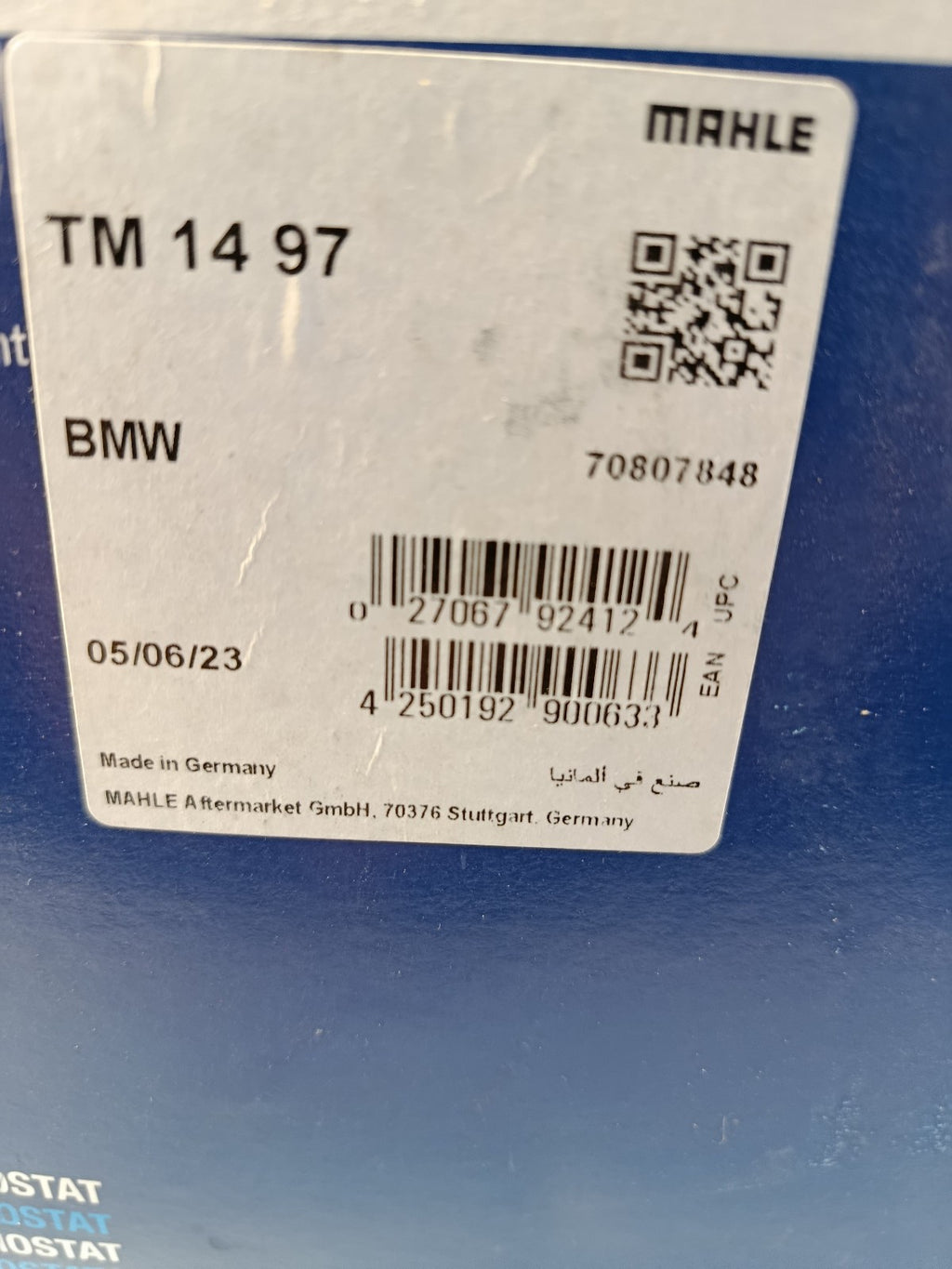 BMW e92 325i N52 Thermostat 11537549476 MAHLE TM 14 97