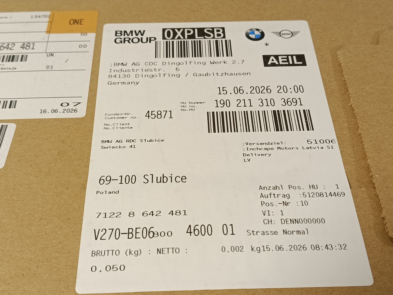 BMW Label "Exhaust emission" 71228642481