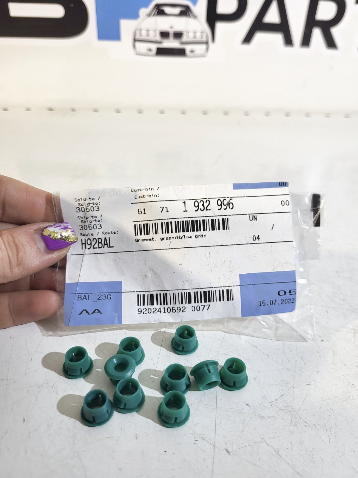 BMW Grommet 1psc, green D=9,1MM 51711932996