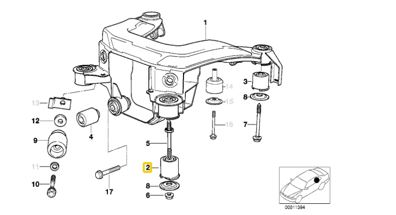 BMW E36 FEBI-BILSTEIN Subframe Bushing Kit 33319059300 1 piece