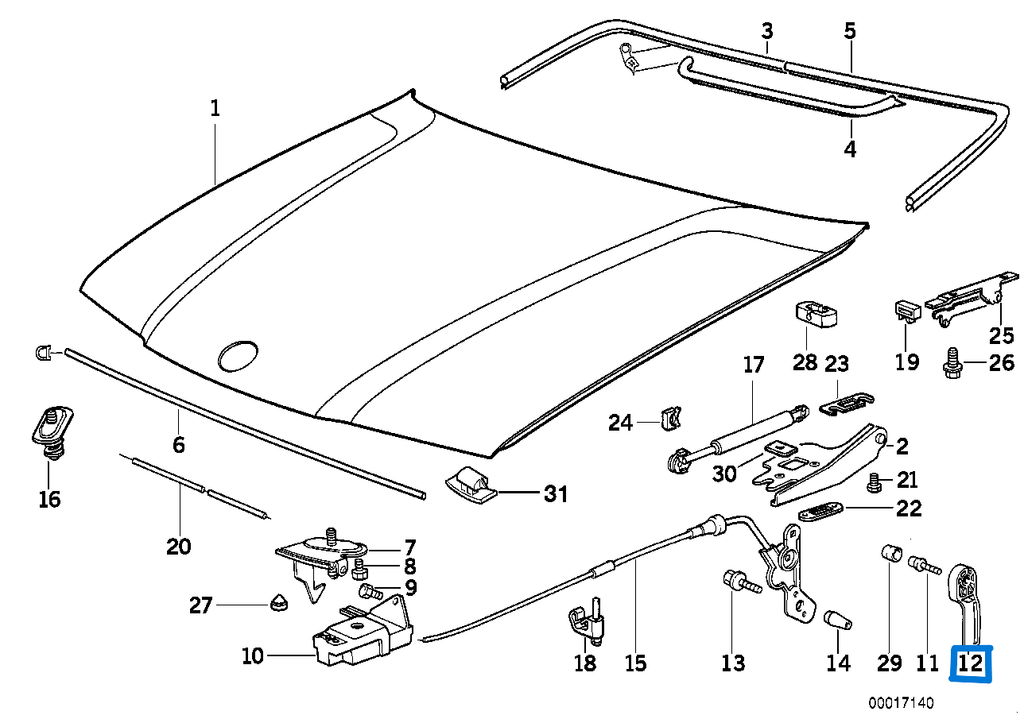 BMW E36 Bowden cable lever 51231928469