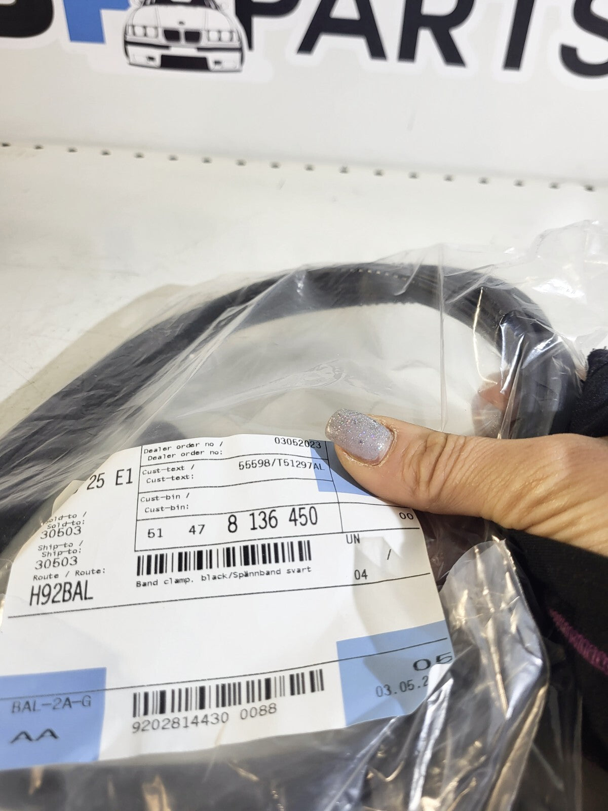 BMW rubber clamp, black L=590mm 51478136450 1pc