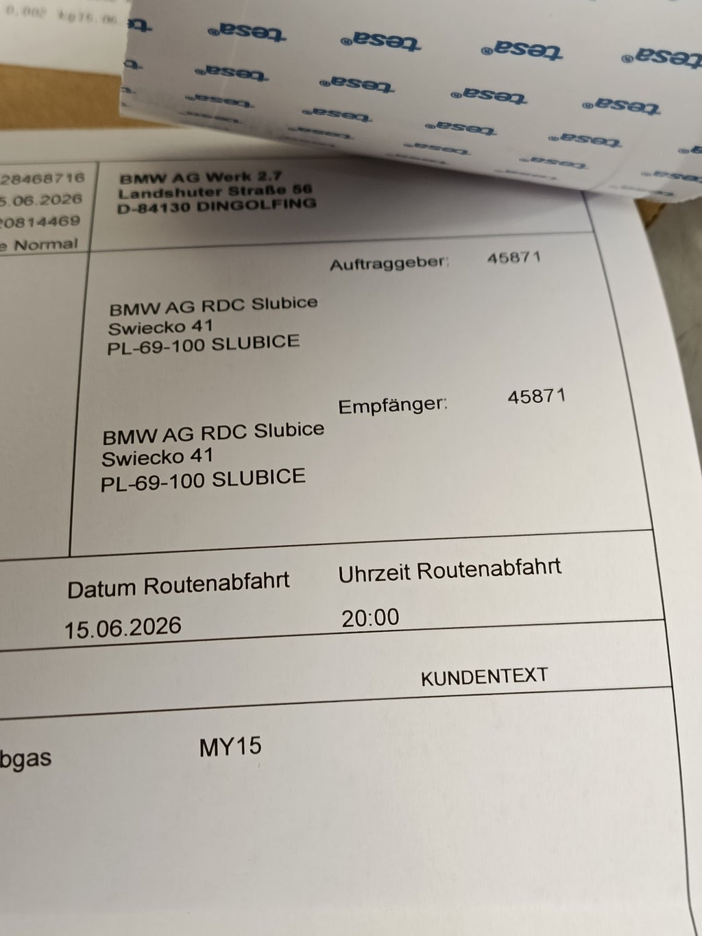 BMW Label "Exhaust emission" 71228642481
