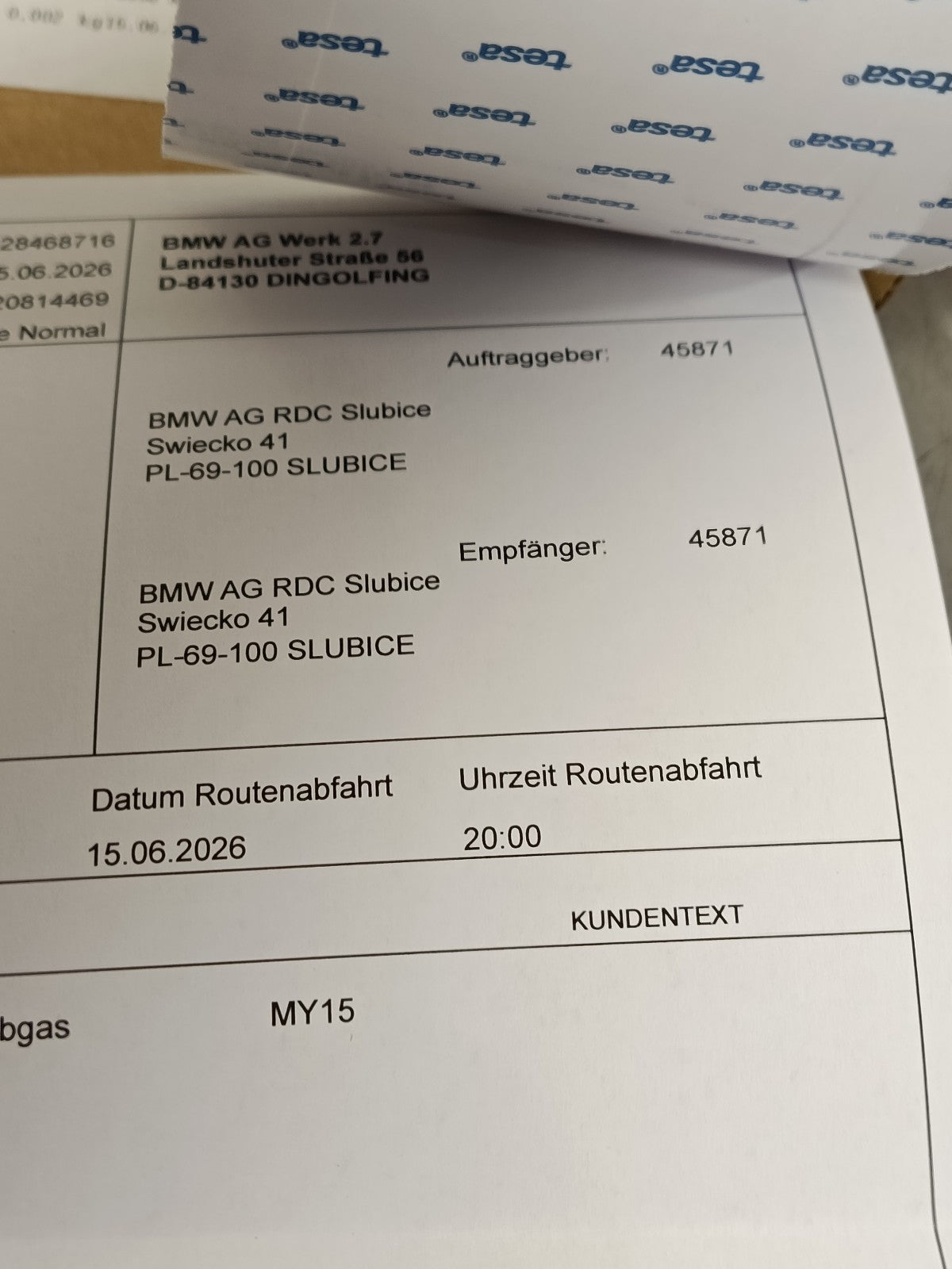 BMW Label "Exhaust emission" 71228642481