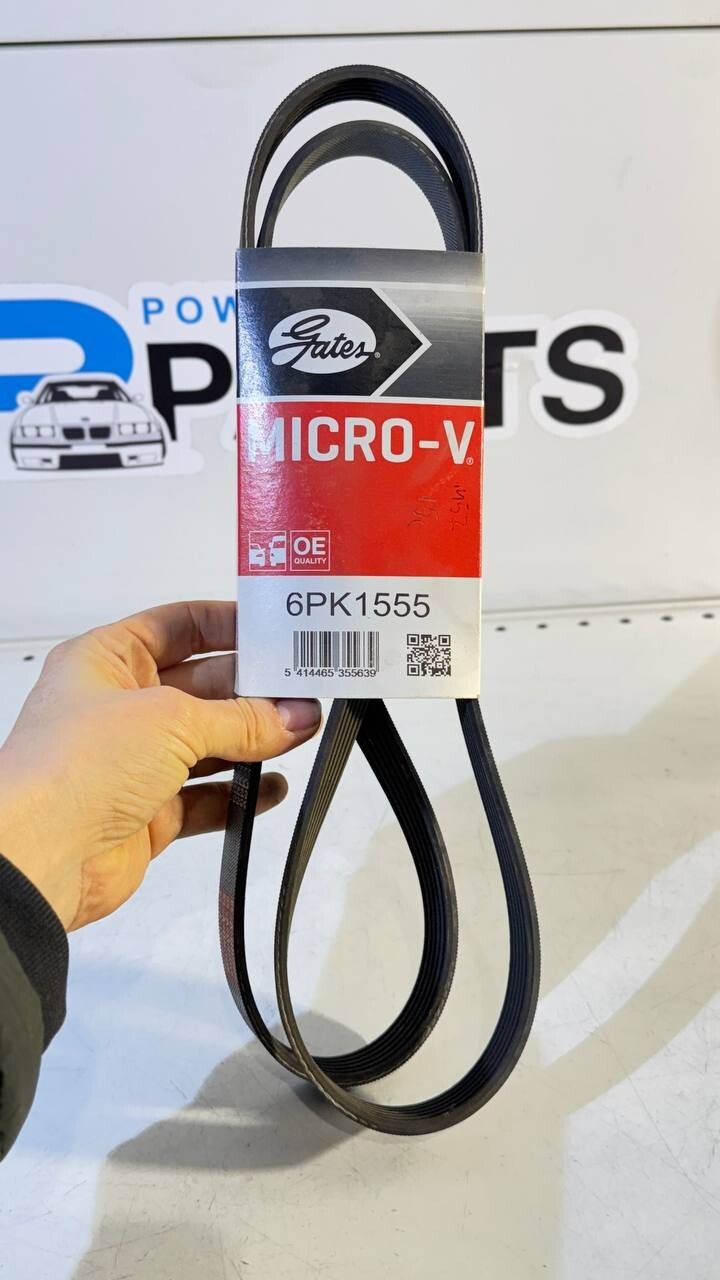 BMW E34, E36, E39 Ribbed V-Belt (Gates) 6PK1555 11281437929