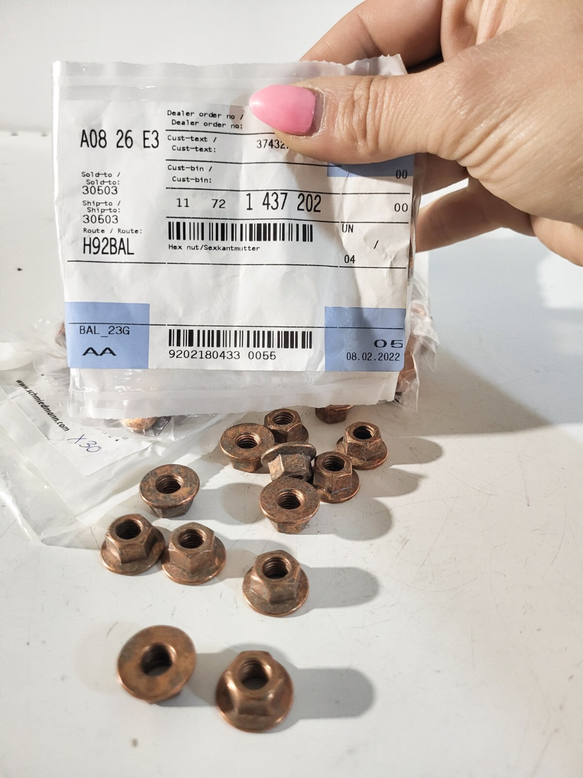 BMW ASA-stud bolt M7X39MM 11127593376 Hex nut 11721437202 16 + 16pcs