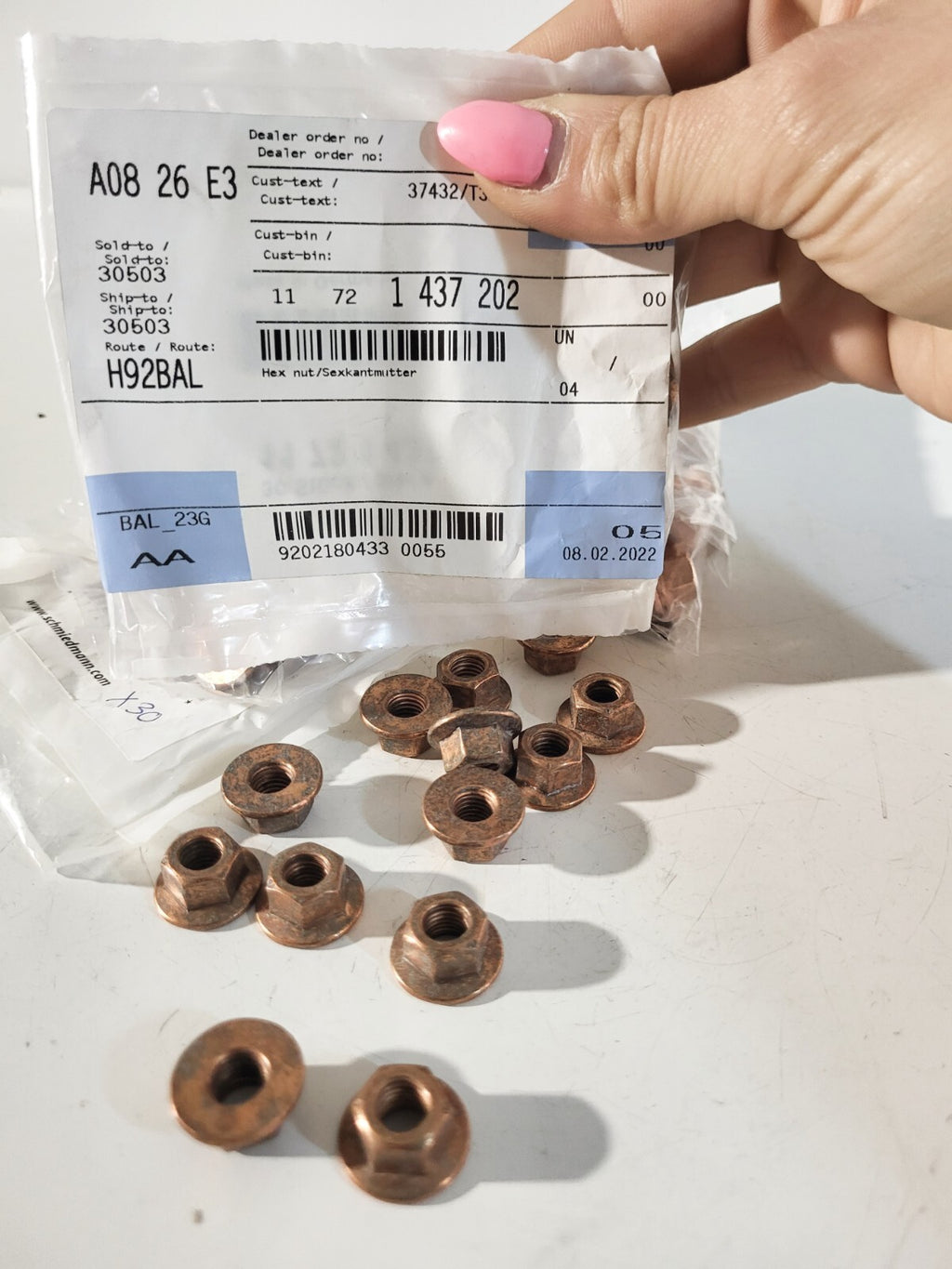 BMW ASA-stud bolt M7X39MM 11127593376 Hex nut 11721437202 1 + 1pc