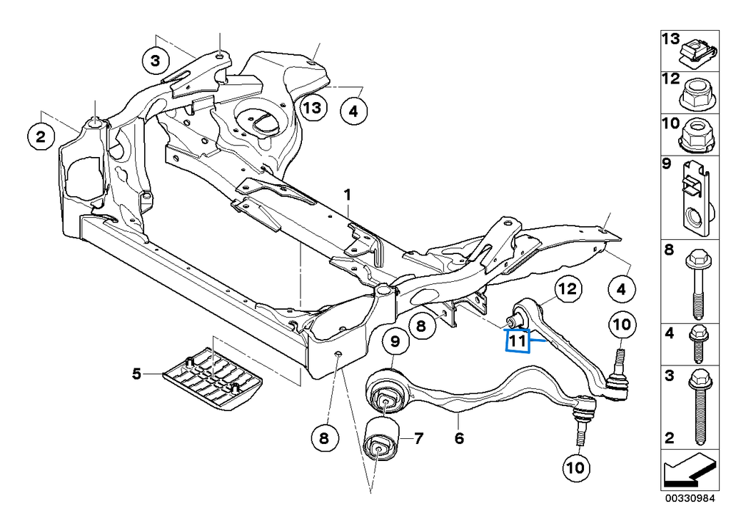 BMW 1 Series E81 Repair kit, wishbone, left 31122405859 JTC1030