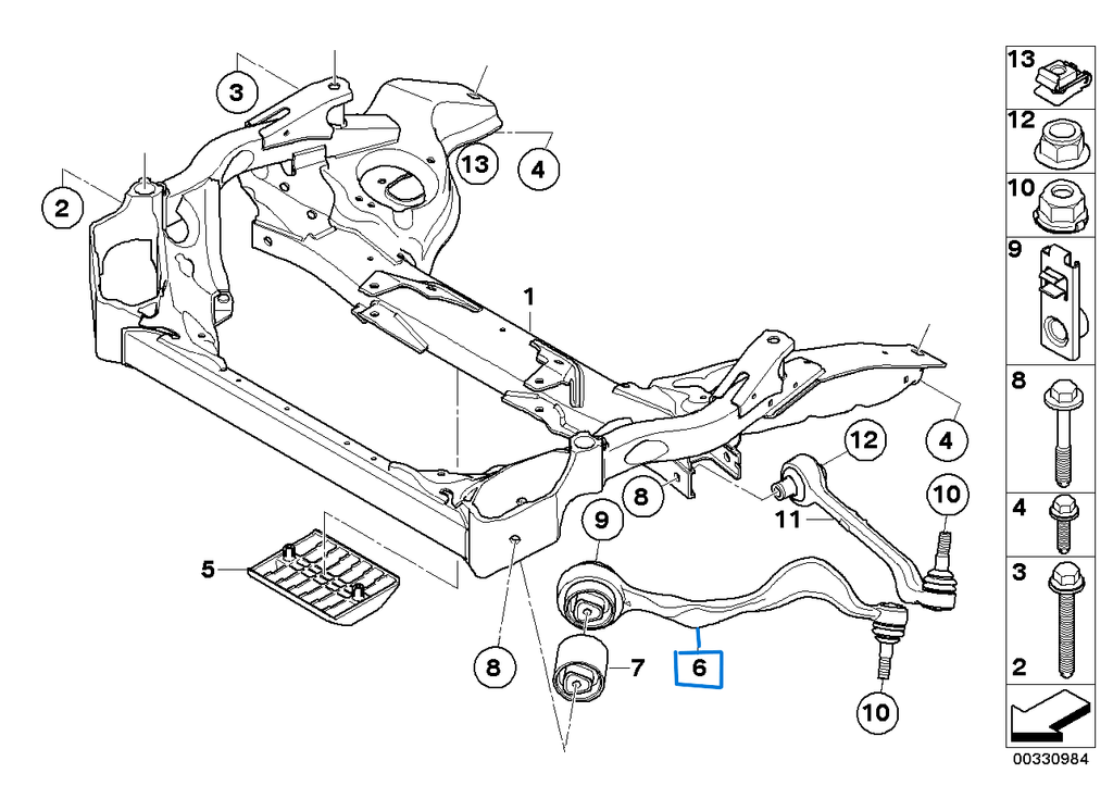 BMW 1 Series E81 Repair set for radius rod, left 31122405861 JTC1028
