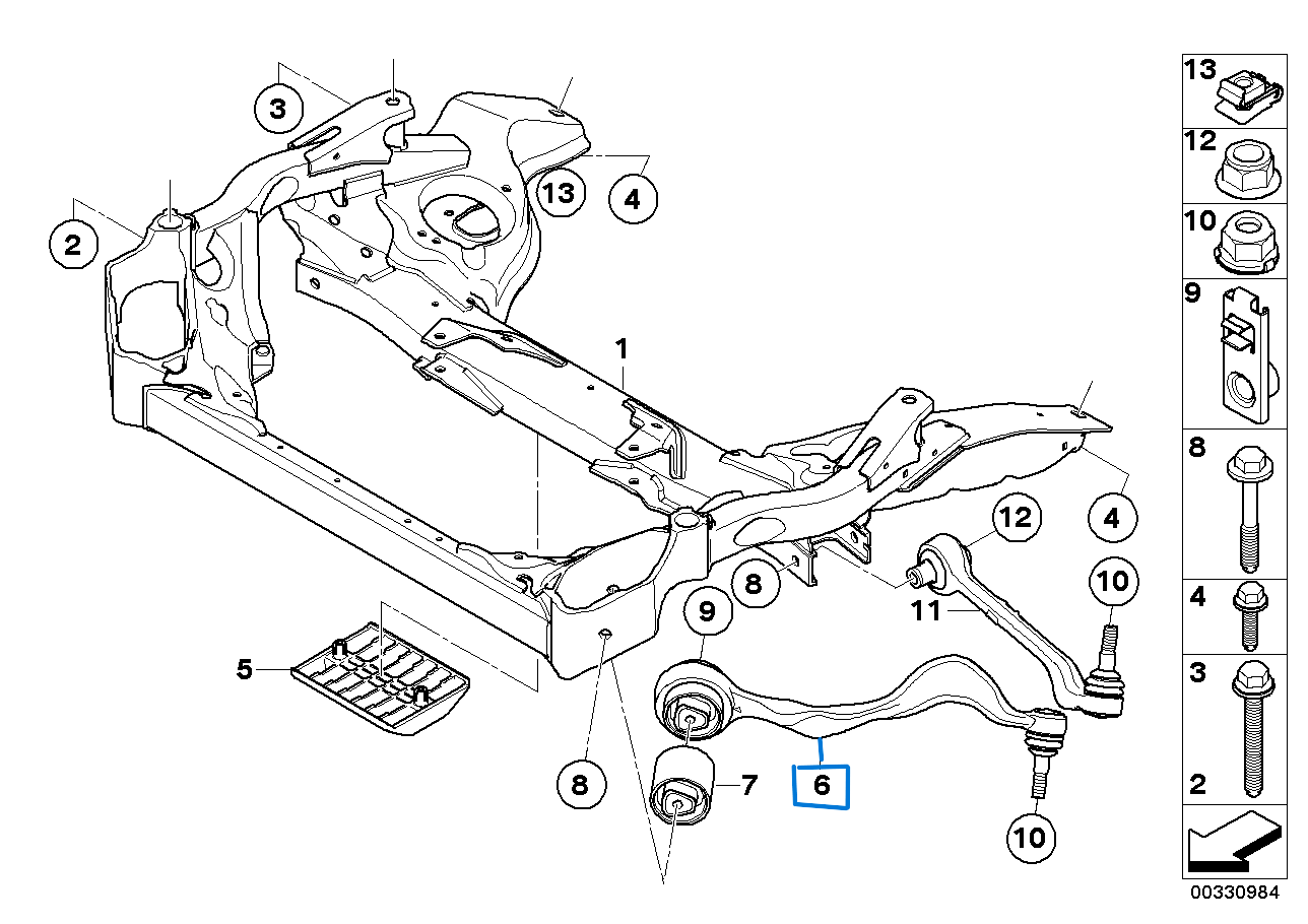 BMW 1 Series E81 Repair set for radius rod, left 31122405861 JTC1028