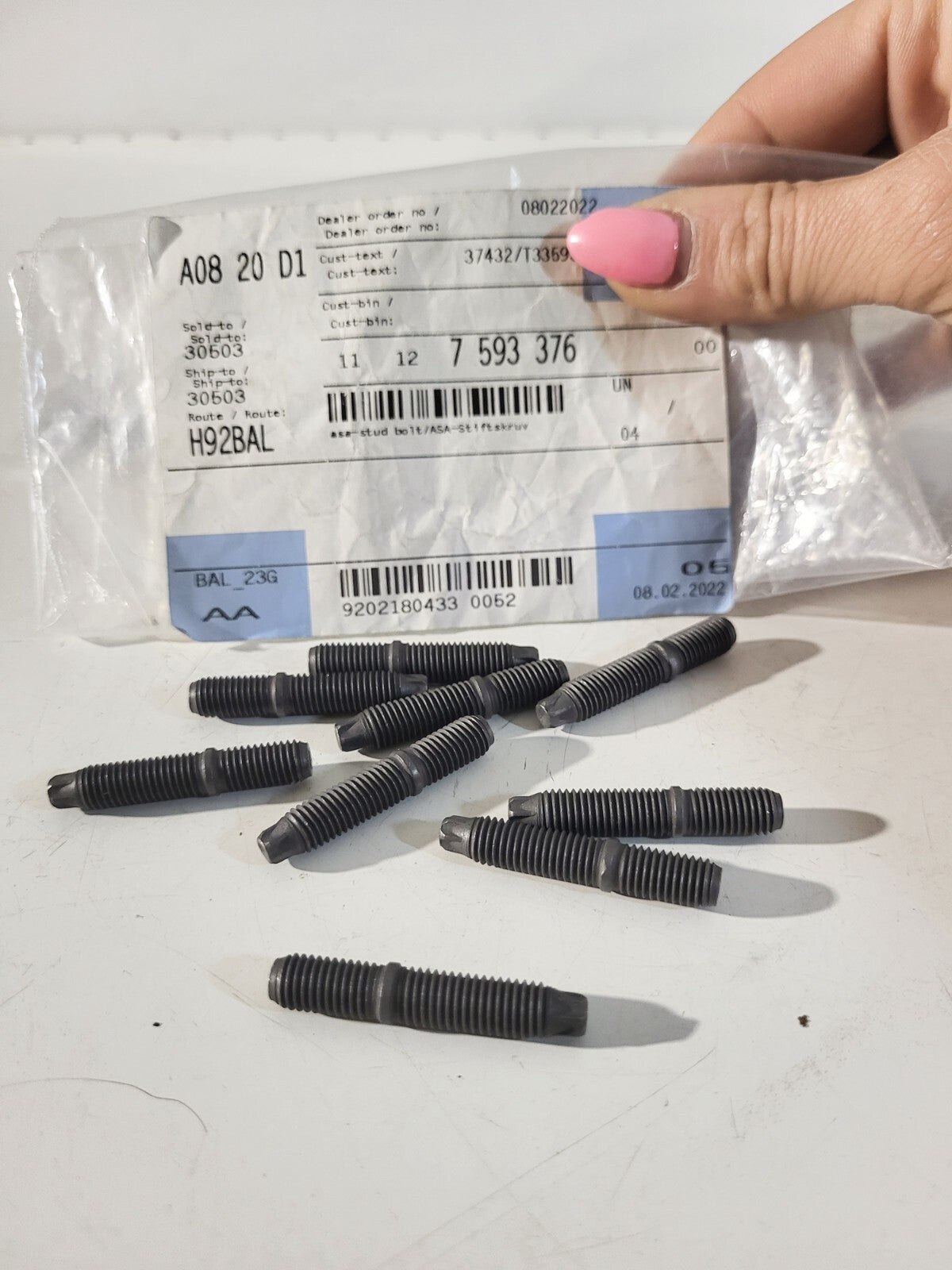 BMW ASA-stud bolt M7X39MM 11127593376 Hex nut 11721437202 16 + 16pcs