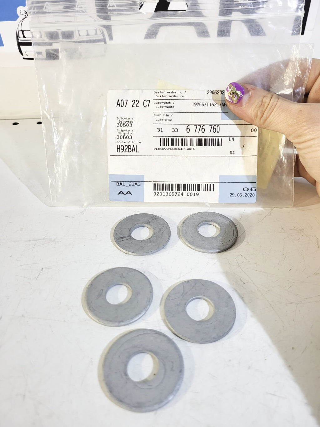 BMW Washer ZNS3 31336776760 1pc