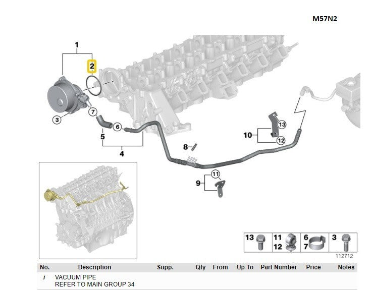 BMW Engine Vacuum Pump Seal O-Ring Gasket 61x3.5mm 11667794767 OEM