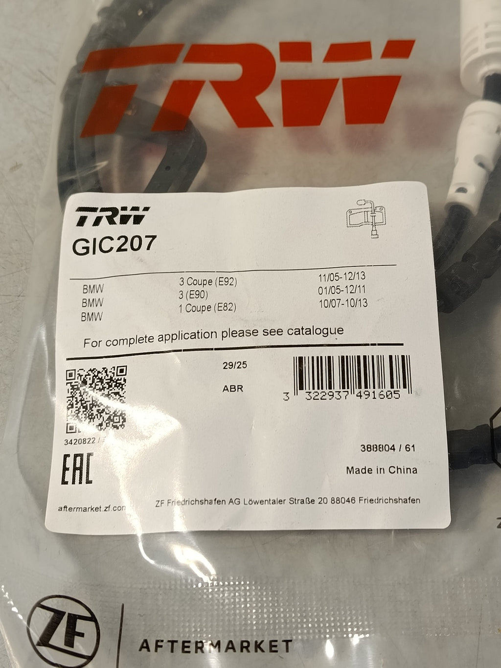 BMW e87 118d Brake pad wear sensor 34356792564 TRW GIC207