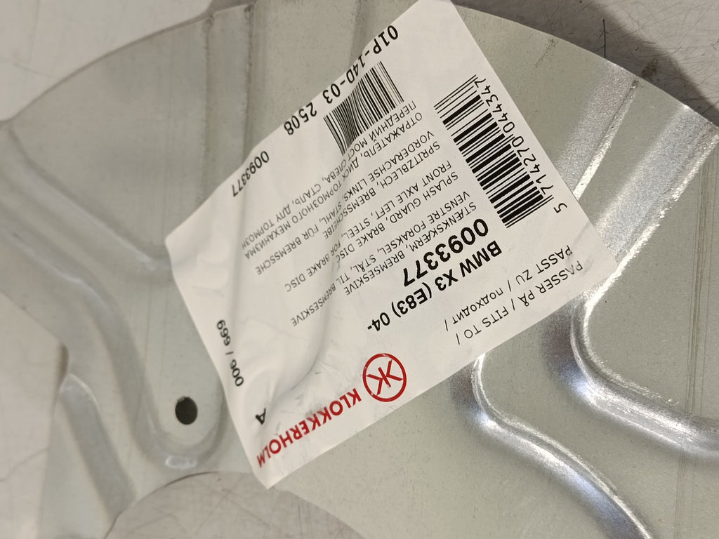 BMW X3 E83 3.0d brake Protection plate left 34113411871 KLOKKERHOLM 0093377