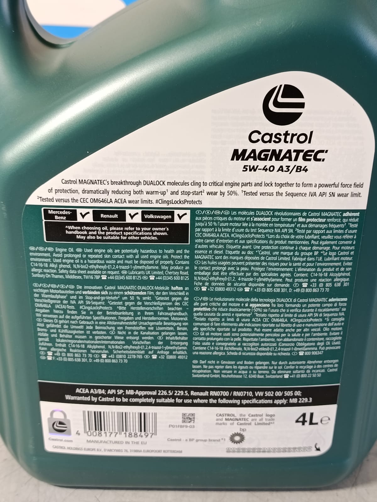 engine oil CASTROL magnatec 5W-40 A3/B4 4L