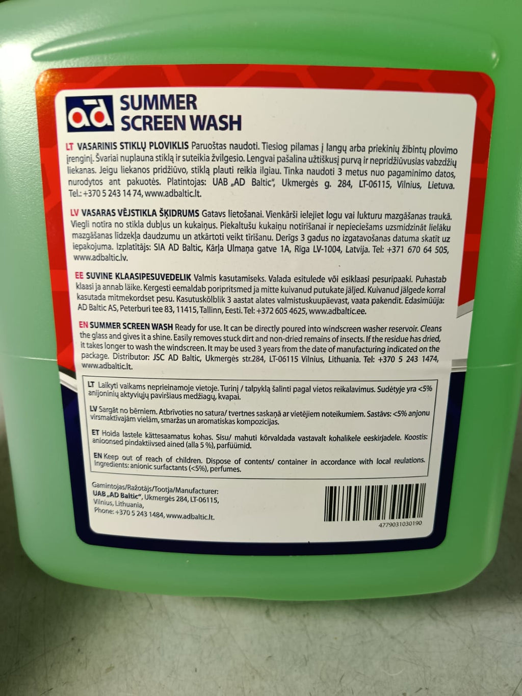 SUMMER SCREEN WASH AD BALTIC 4L